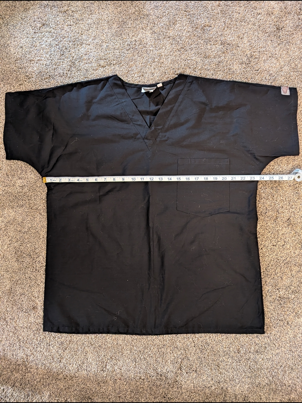 Scrub Zone Black V-Neck Scrub Top Size Medium EUC